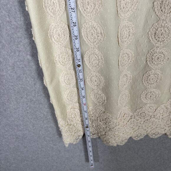 Kay Unger Crochet Dress 8 Cream Lace Pencil Cottage Beach Bride Neutral Boho - Picture 5 of 16